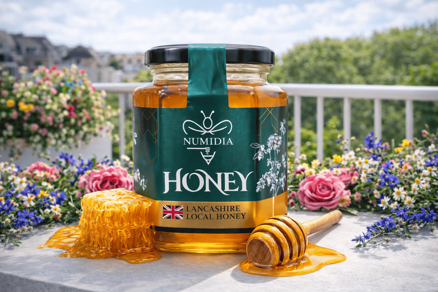 British honey 500g jar from Numidia Kingdom, pure Lancashire local honey