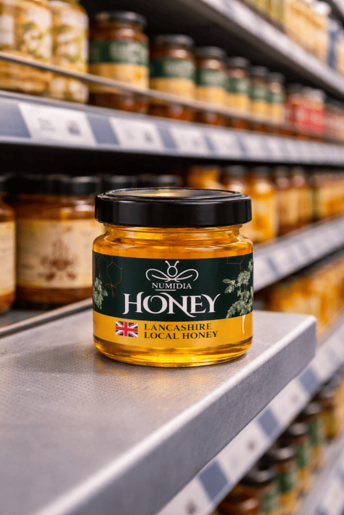 Crystallised honey in a kitchen setting