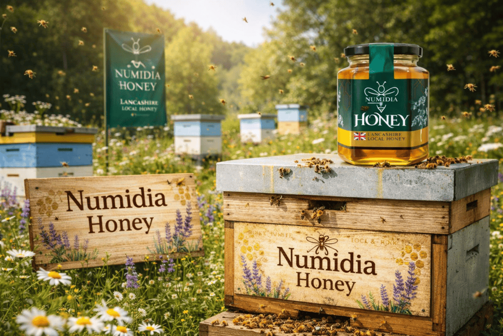 Jar of Numidia Honey from Lancashire made from local British bees