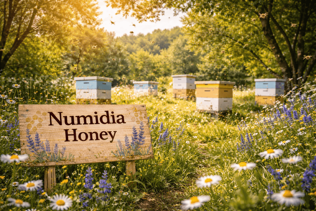Fresh honeycomb dripping with golden honey.