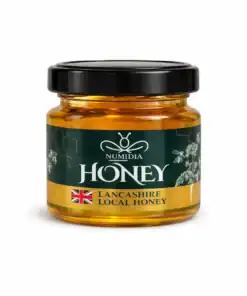 Numidia 28g Lancashire Local Honey mini jar with green and gold label